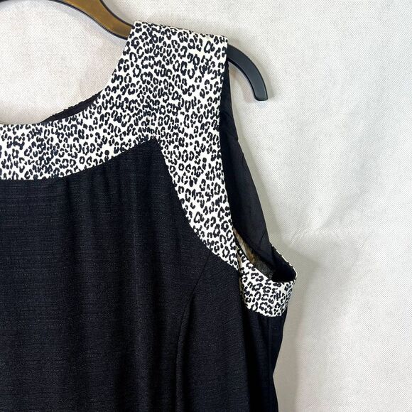 Dawn Joy II Leopard Trim Vintage Black Tank Blouse Size 18W - Picture 4 of 7